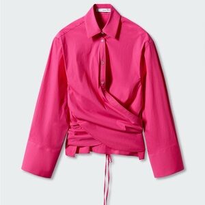 Mango Pink Wrap Shirt with Tie Knot NEW WITH TAGS